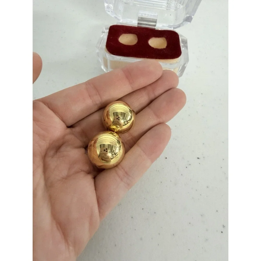 Vintage Solid Gold-Tone Magnetic Health Spheres with Velvet & Lucite Gift Box